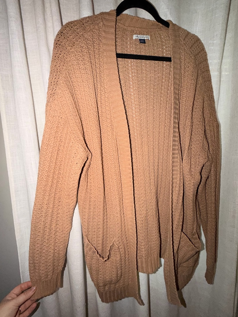 American Eagle Open-Front Knit Cardigan - Tan